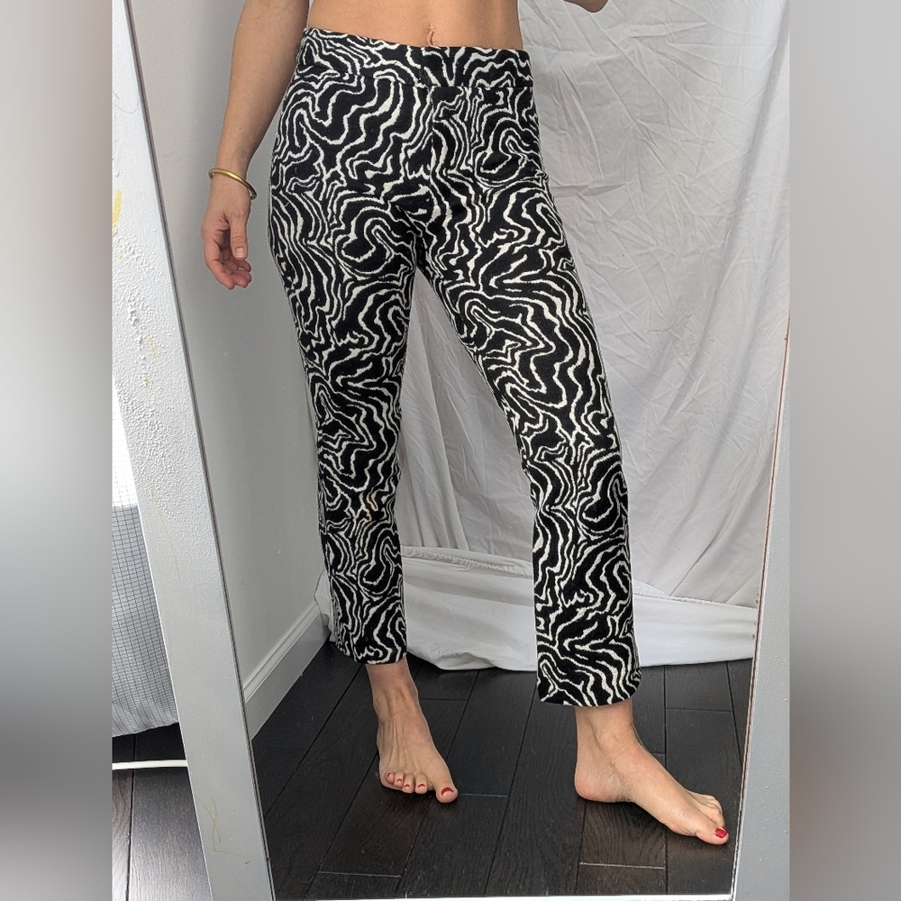 Zara Monochrome Swirl Ankle Pants